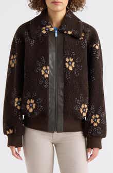 Bova Mixed Media High Pile Fleece Bomber Jacket