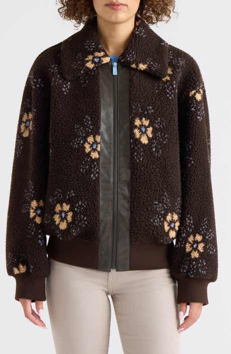 Bova Mixed Media High Pile Fleece Bomber Jacket