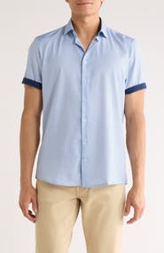 SOUL OF LONDON Short Sleeve Microfiber Button-Up Shirt