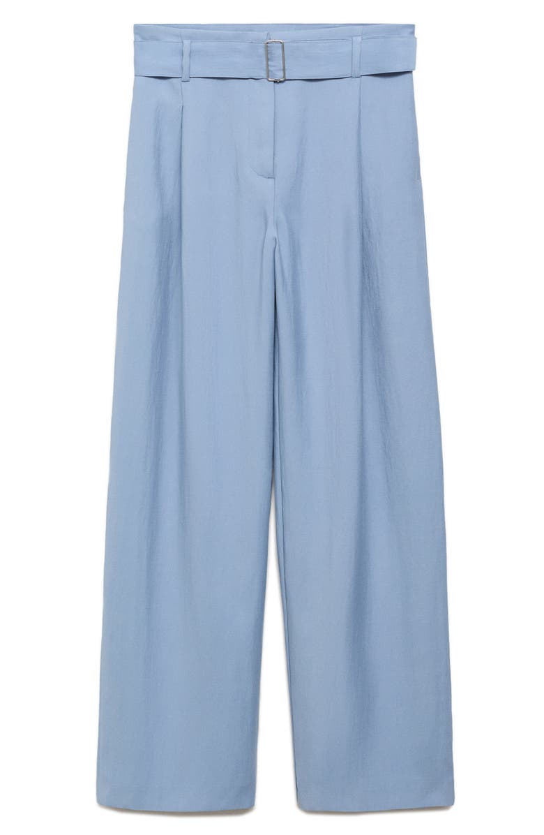 MANGO Paperbag Waist Pants, Alternate, color, Sky Blue
