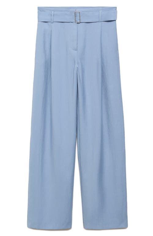 Mango Paperbag Waist Pants In Blue