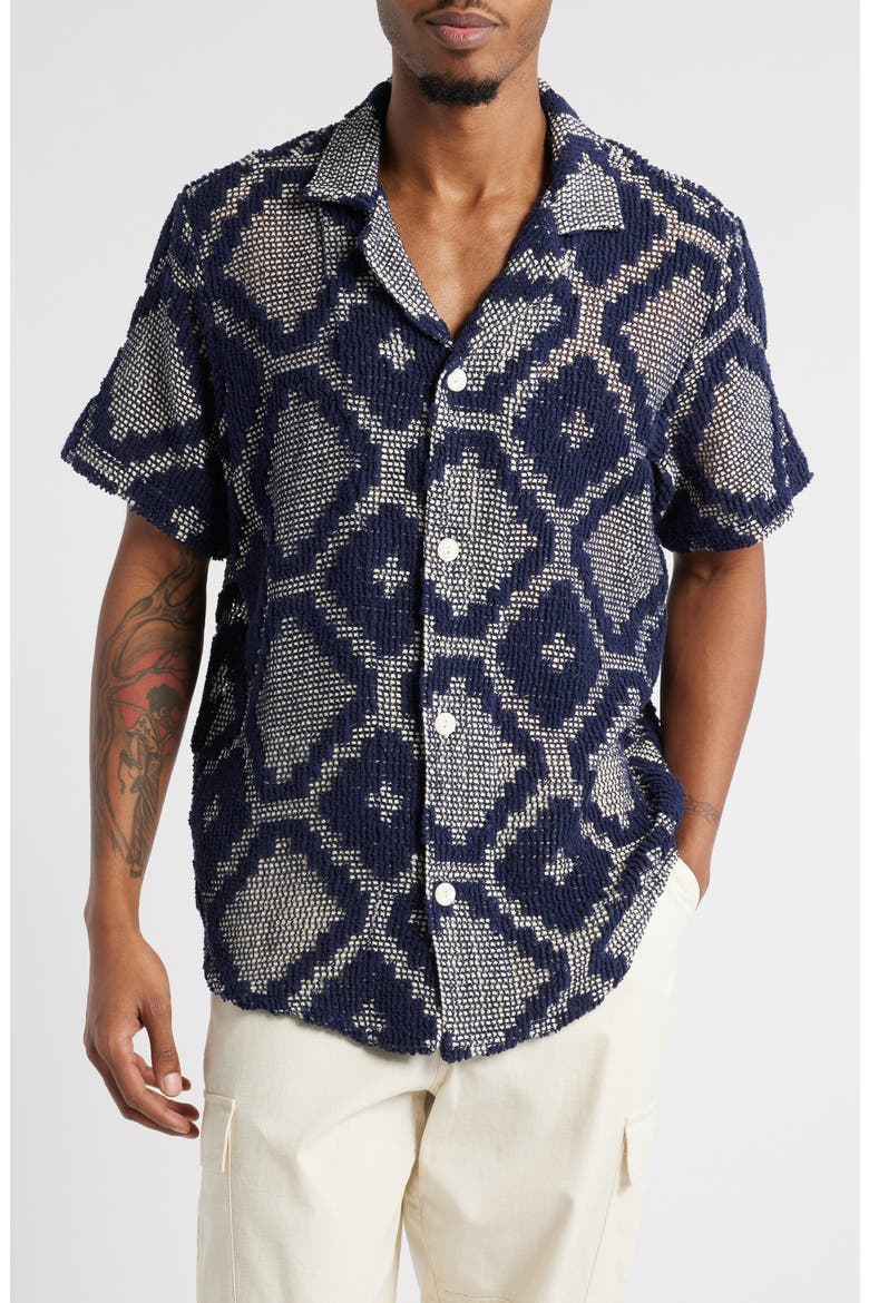 Trastevere Cuba Crochet Camp Shirt (Men) | Nordstrom