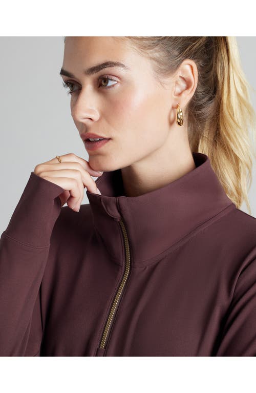 Shop Rhone Course To Court Long Sleeve Quarter Zip Top In Brown Berry