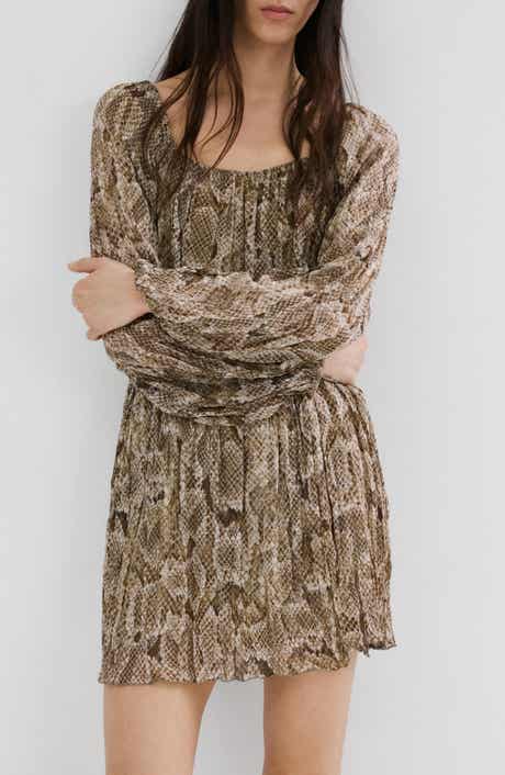 Animal Print Long Sleeve Minidress
