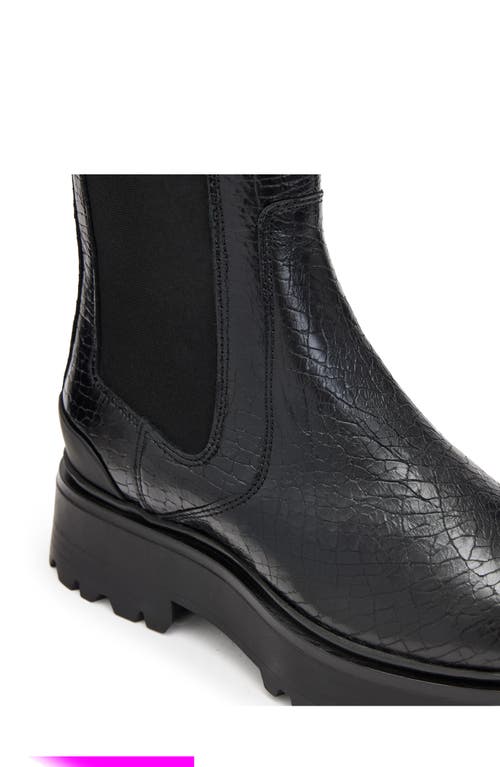 Allsaints Amber Croc Embossed Chelsea Boot In Black