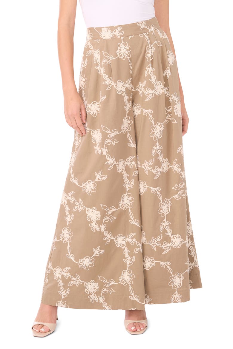 Floral Elastic Waist Wide Leg Pants, Main, color, PEPPERCORN