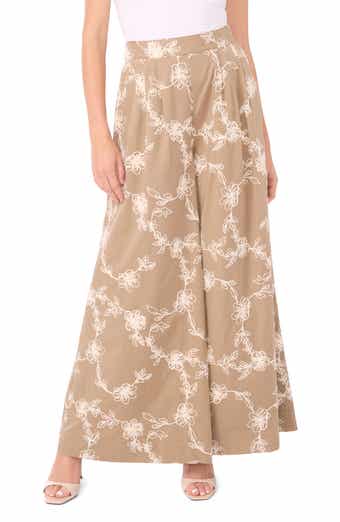 1.STATE Floral Elastic Waist Wide Leg Pants
