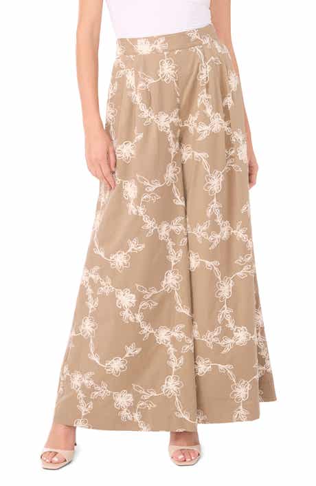 1.STATE Floral Elastic Waist Wide Leg Pants