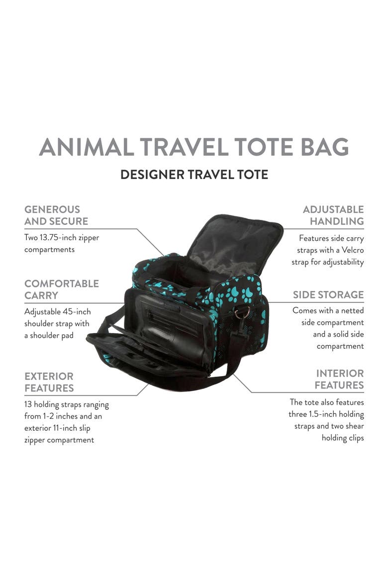 Pet Grooming Travel Tote Bag with Zipper 28.8", Alternate, color, Turquoise