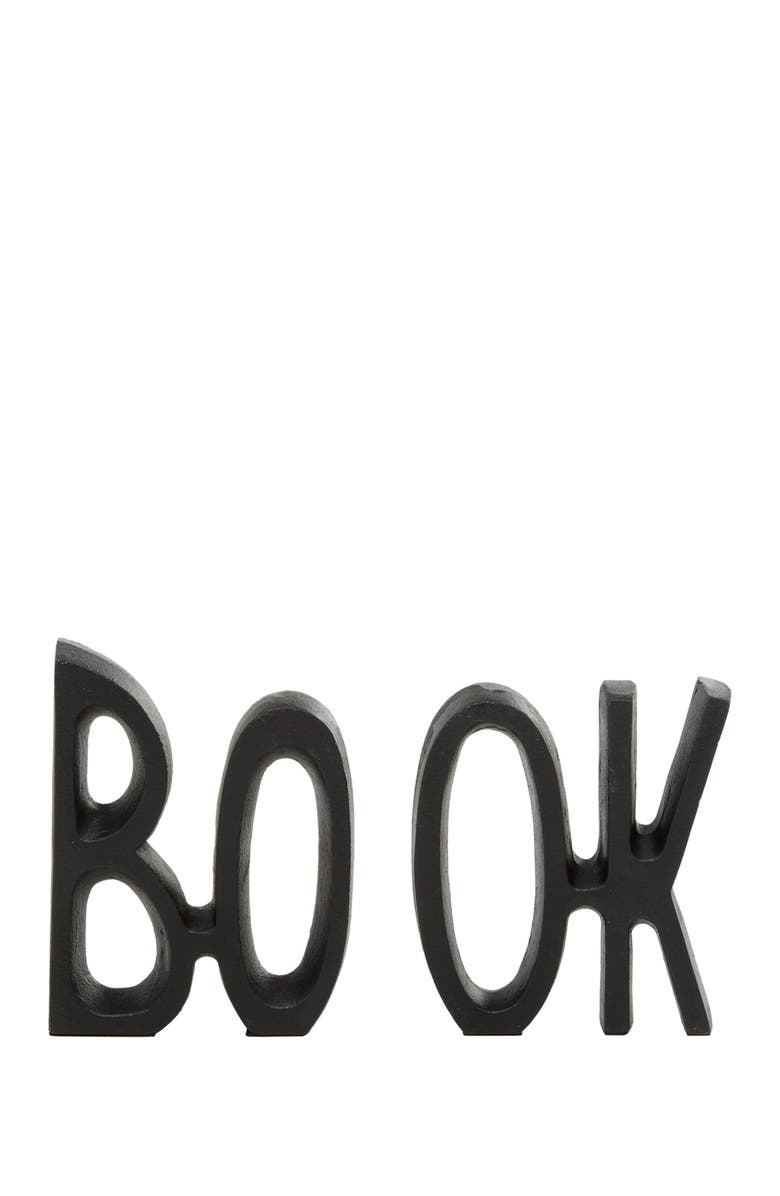 VIVIAN LUNE HOME Black Aluminum Book Bookend - Set of 2, Main, color, Black