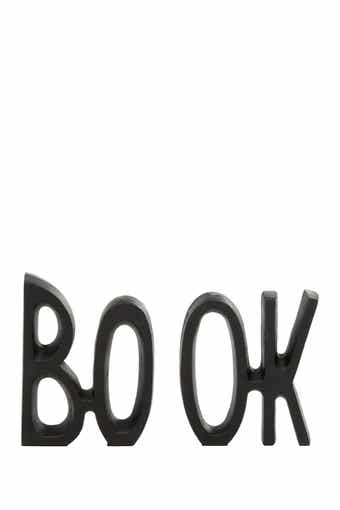 VIVIAN LUNE HOME Black Aluminum Book Bookend - Set of 2