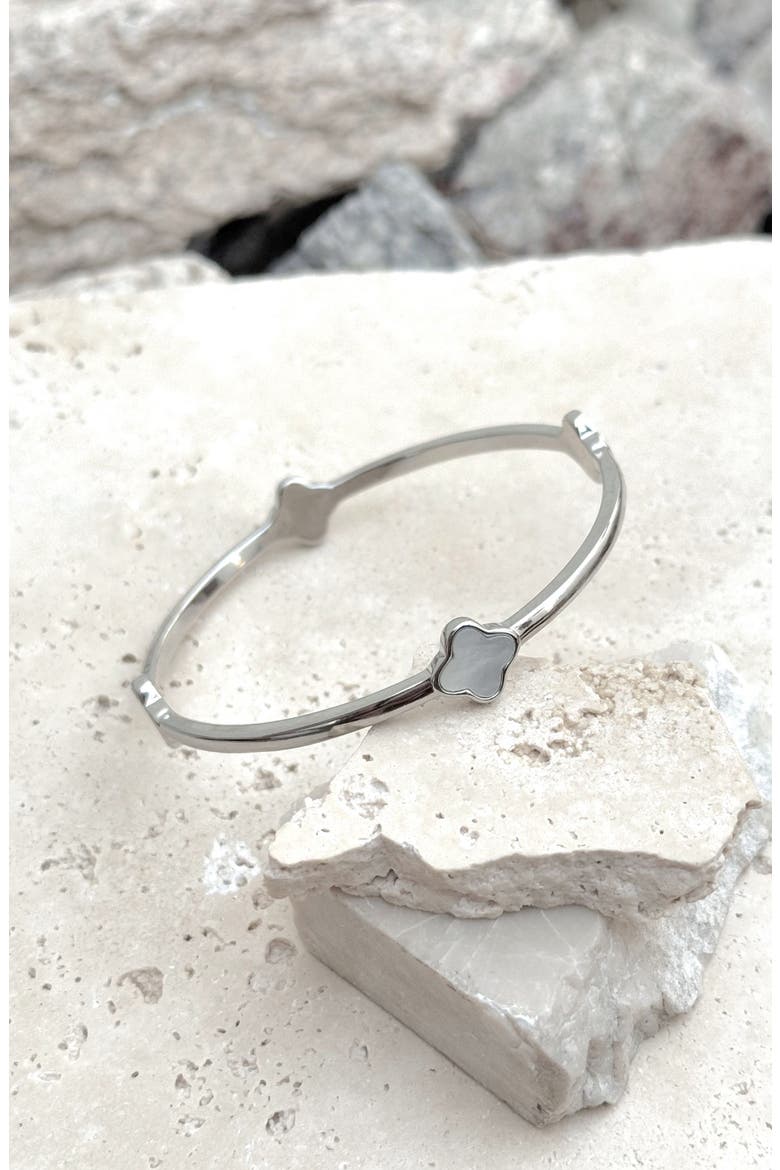 Clover Station Bangle Bracelet, Alternate, color, WHITE