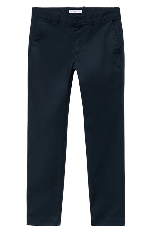 Mango Dublino Slim Fit Flat Front Stretch Stretch Chinos In Blue