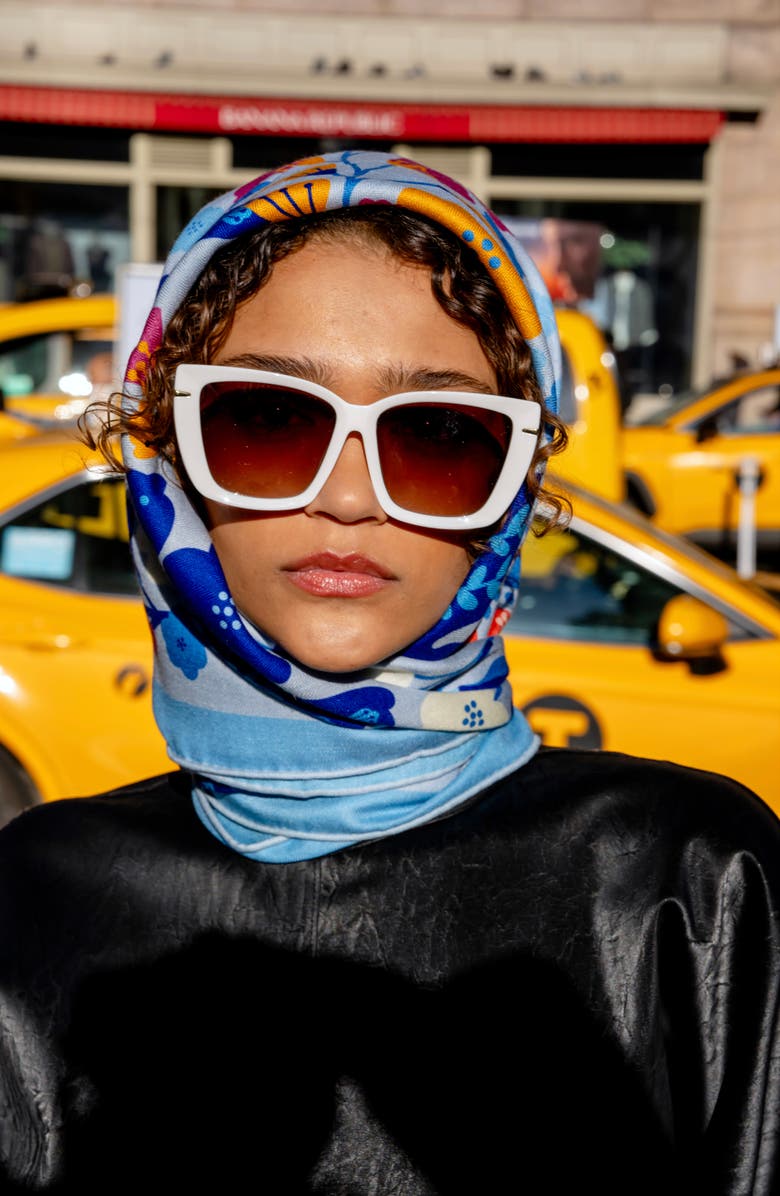 Jessie Zhao New York Double Sided Wool Silk Scarf Of Blue Bird, Alternate, color, Blue