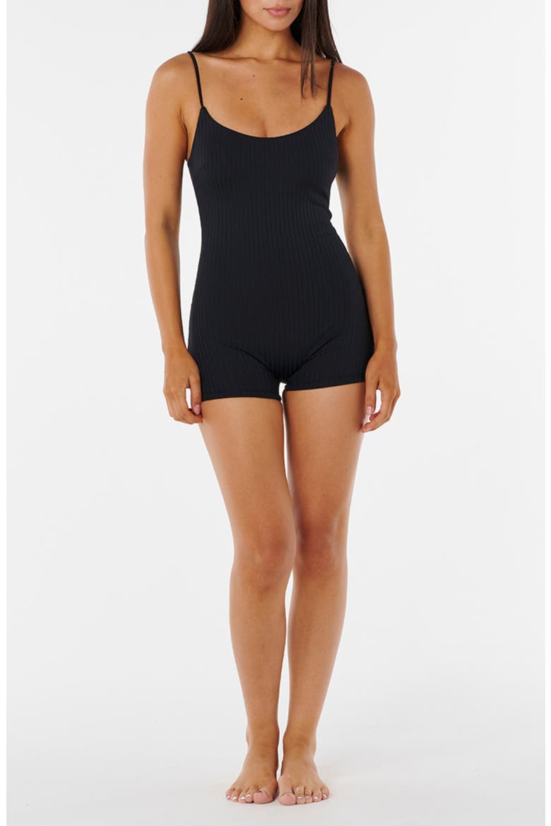 Surf Rib Romper, Main, color, BLACK