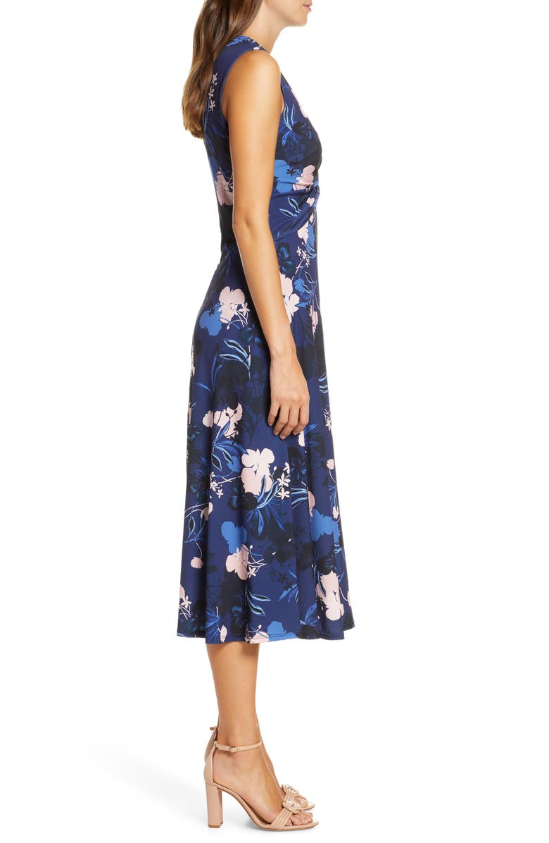 Vince Camuto Floral Twist Front Sleeveless Midi Dress, Alternate, color,