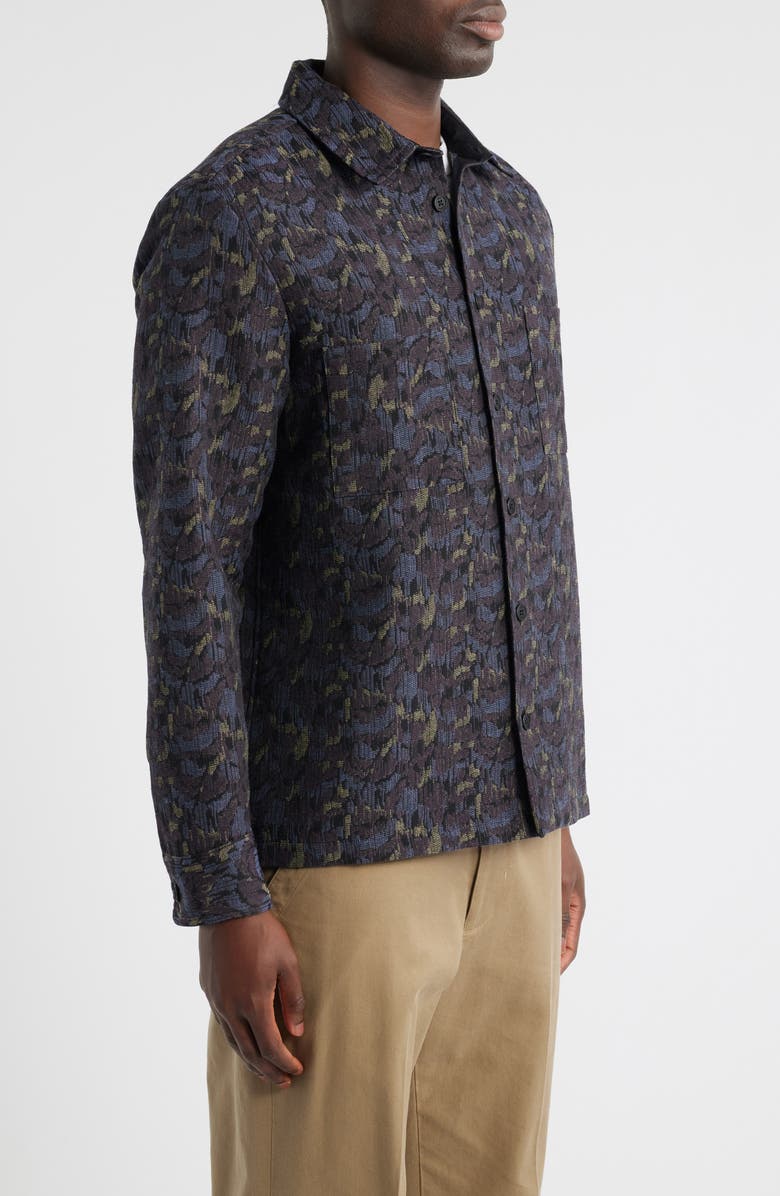 Wax London Whiting Camo Jacquard Recycled Cotton Blend Shirt Jacket, Alternate, color, Navy