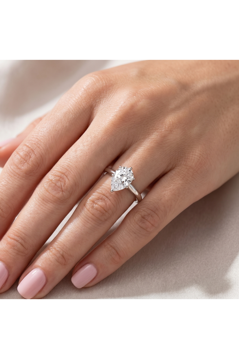 2CT Platinum Pear Shape Diamond 6-Prong Solitaire Engagement Ring Lab Grown, Alternate, color, Platinum