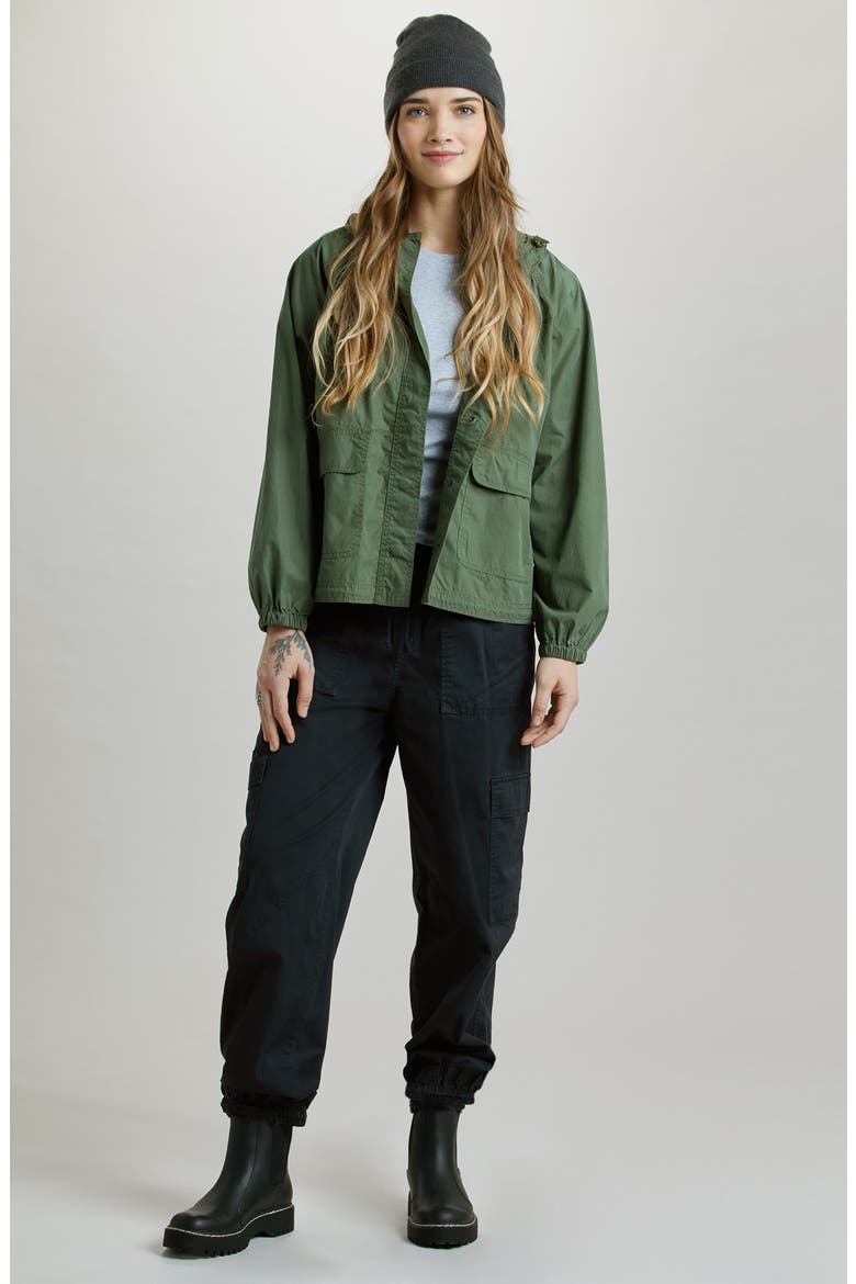 Kammi Stretch Cotton Twill Cargo Pants, Alternate, color, BLACK