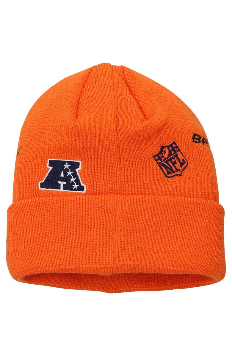 New Era Youth New Era Orange Denver Broncos Identity Cuffed Knit Hat, Alternate, color,