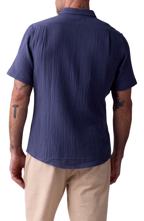 The Normal Brand Kalo Cotton Gauze Short Sleeve Button-up Shirt In Vintage Blue