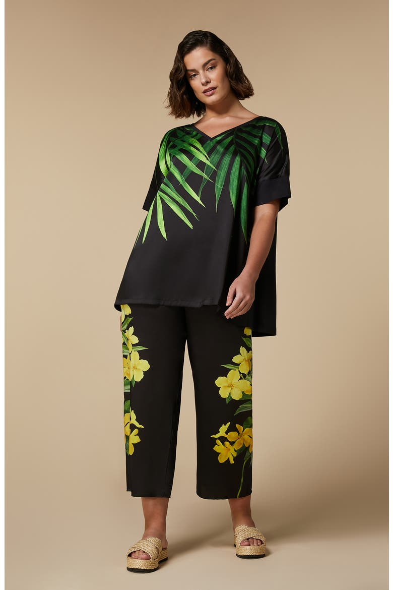 Gersa Floral Wide Leg Pants, Alternate, color, BLACK