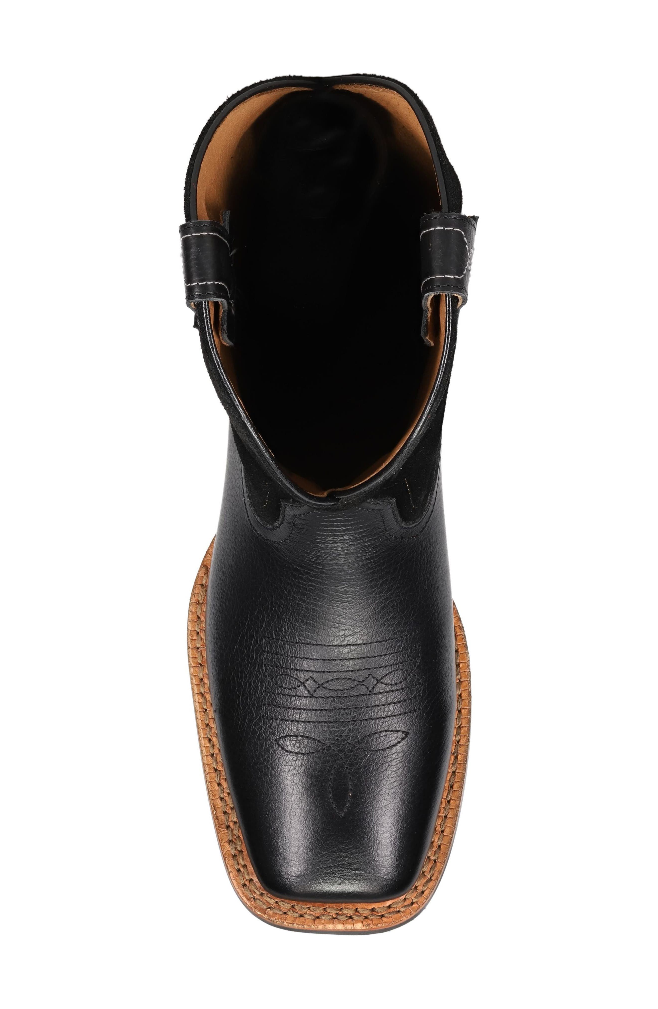 Frye Hauser Logo Stitch Western Boot, Alternate, color, Black/ Black