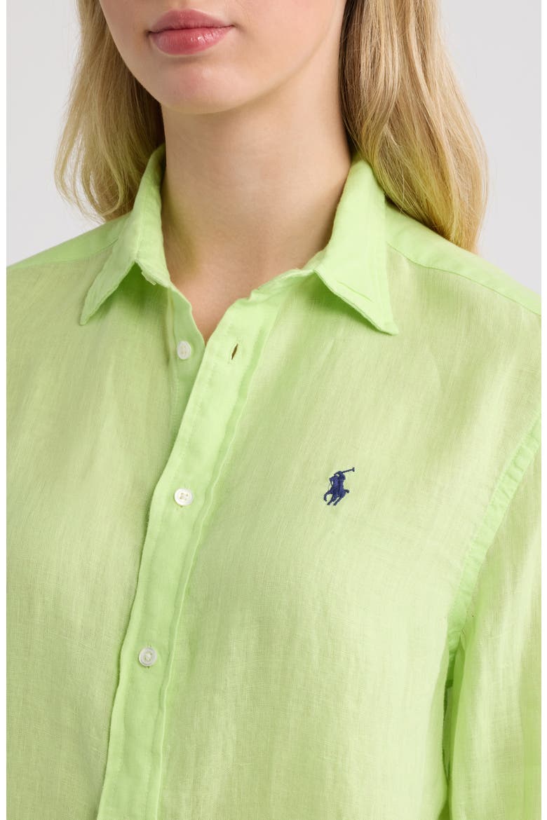 Classic Fit Linen Button-Up Shirt, Alternate, color, ELECTRIC LIME