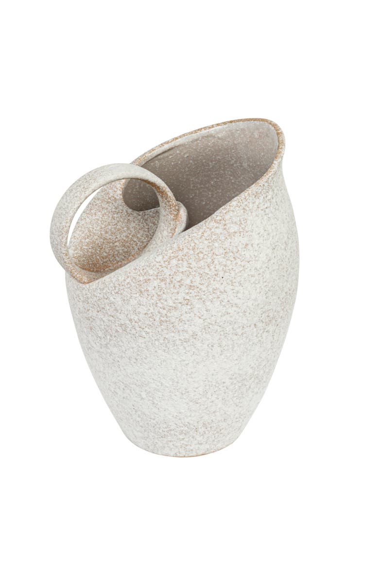 9-Inches 82-Ounce Textured Stoneware Pitcher in Reactive Glaze, White, Main, color, White