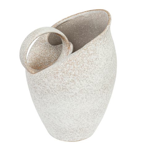 9-Inches 82-Ounce Textured Stoneware Pitcher in Reactive Glaze, White