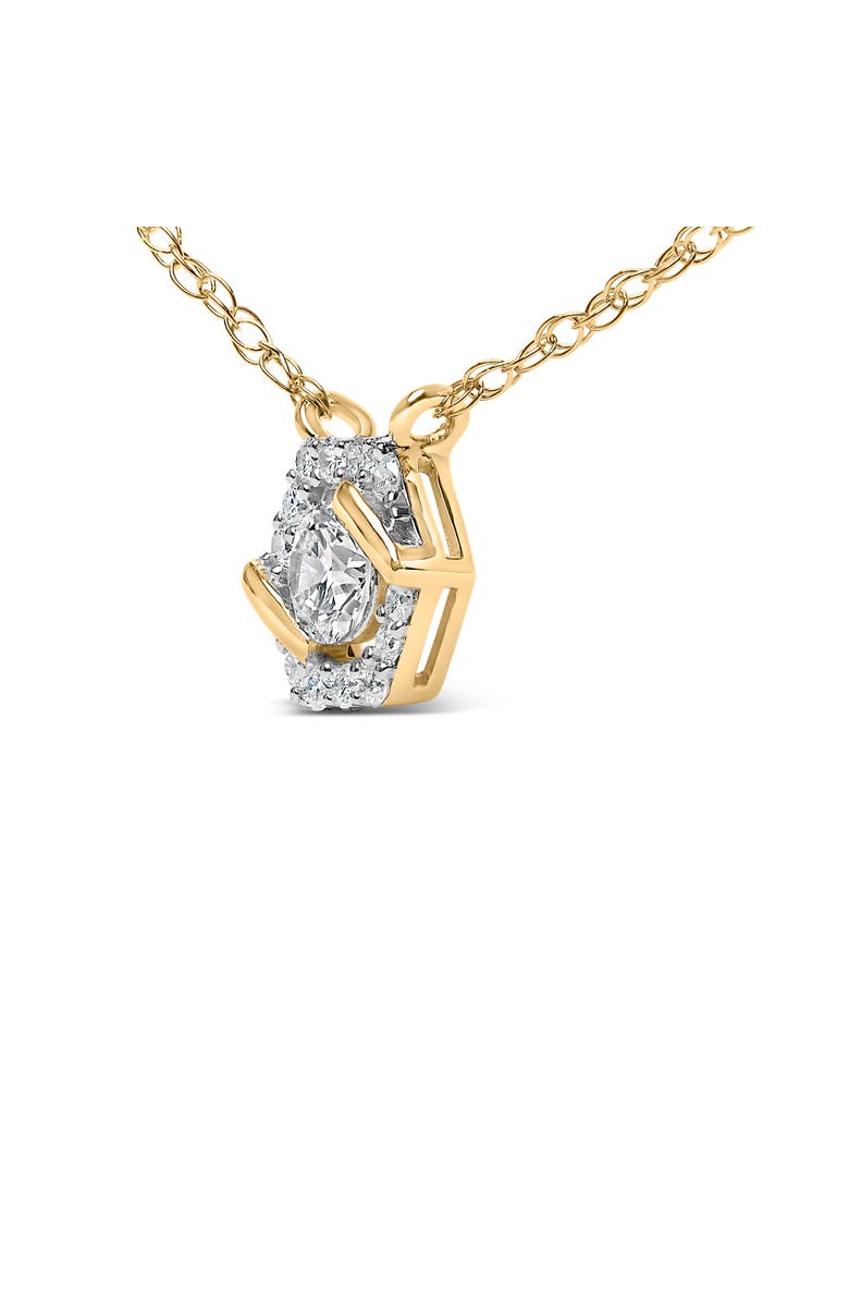 Haus of Brilliance 14K Yellow Gold Plated Sterling Silver 3/8 Cttw Lab Grown Diamond Hex Halo Pendant Necklace, Alternate, color, Yellow Gold Over Silver