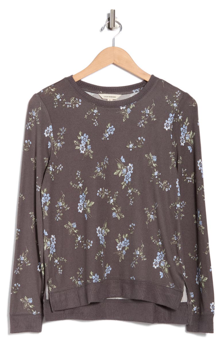 Lucky Brand Crewneck Pullover, Alternate, color, Black Floral
