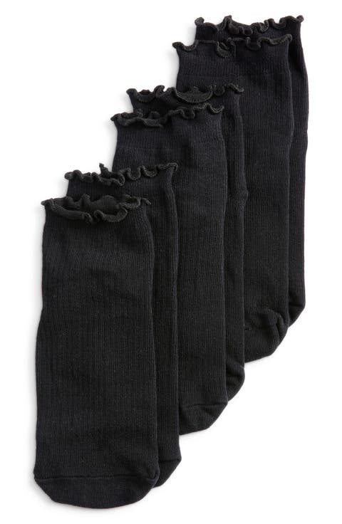 3-Pack Lettuce Edge Rib Ankle Socks