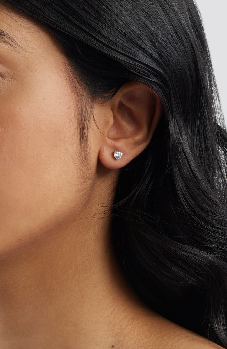 Nordstrom Cubic Zirconia Stud Earrings - 1.0ct., Alternate, color, Platinum