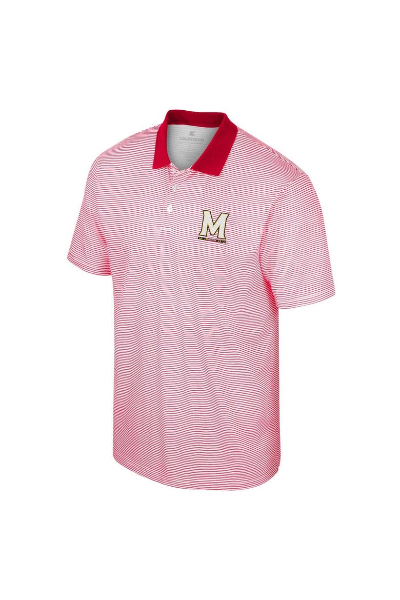 Men's Colosseum White/Red Maryland Terrapins Print Stripe Polo, Alternate, color, White