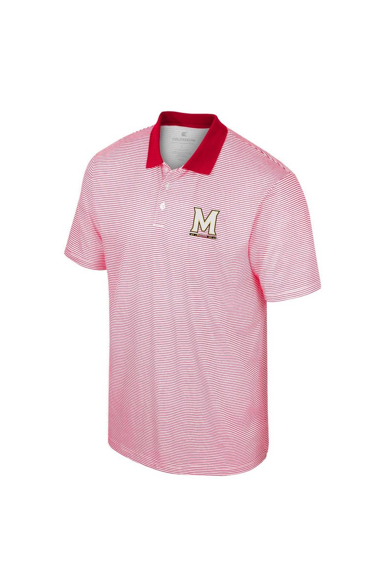 COLOSSEUM Men's Colosseum White/Red Maryland Terrapins Print Stripe Polo, Alternate, color, White