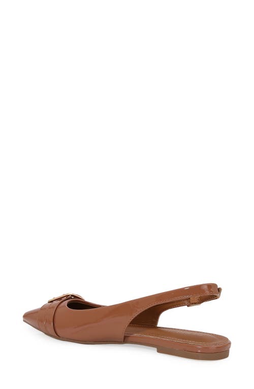 Berness Buckle Slingback Pointed Toe Flat In Brown