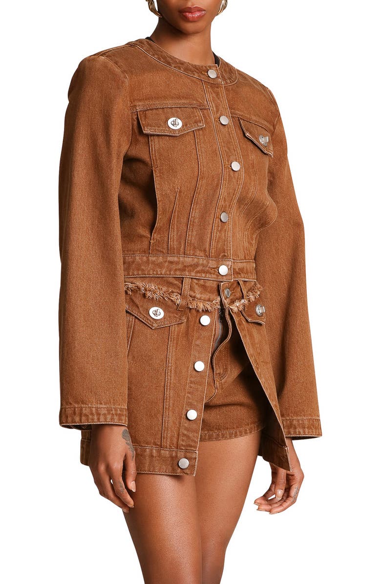 Avec Les Filles Cropped Trucker Jacket, Alternate, color, Washed Maple