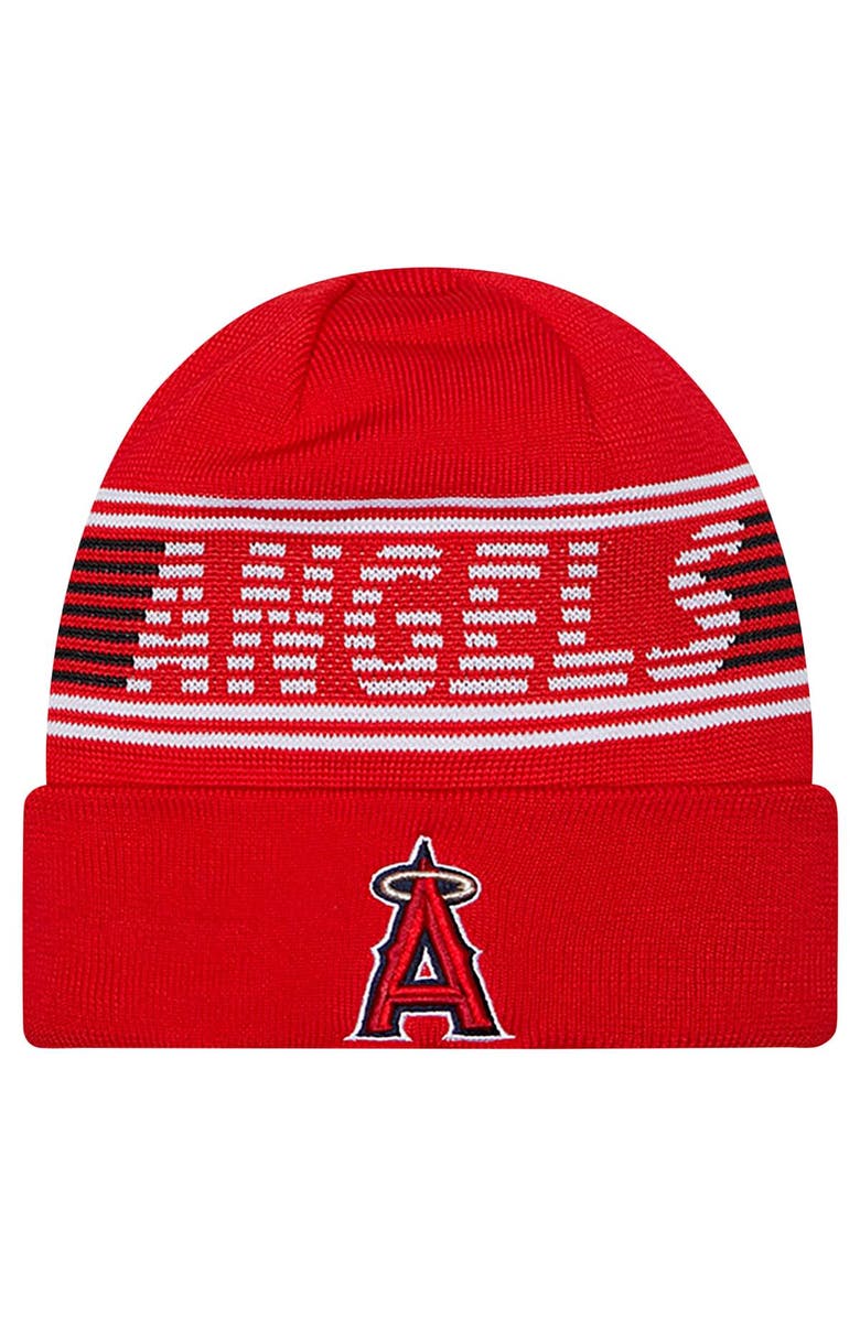 New Era Men's New Era Red Los Angeles Angels Authentic Collection Cuffed Knit Hat, Main, color,