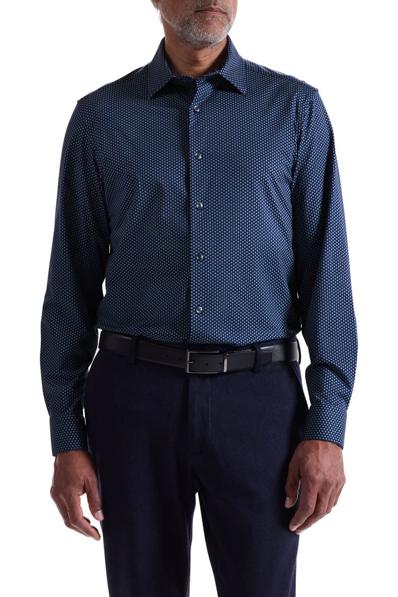 James OoohCotton® Floral Button-Up Shirt, Main, color, NIGHT BLUE