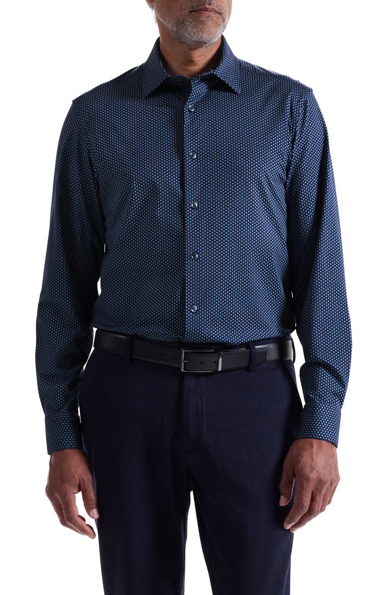 Bugatchi James OoohCotton<sup>®</sup> Floral Button-Up Shirt, Main, color, Night Blue