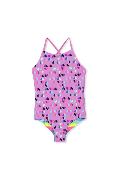 Girls Chlorine Resistant Reversible One Piece Swimsuit