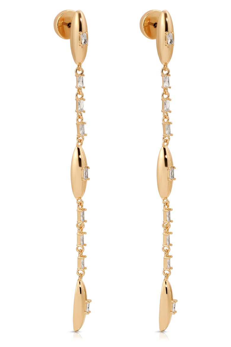 Oval Dome Linear Drop Earrings, Alternate, color, GOLD