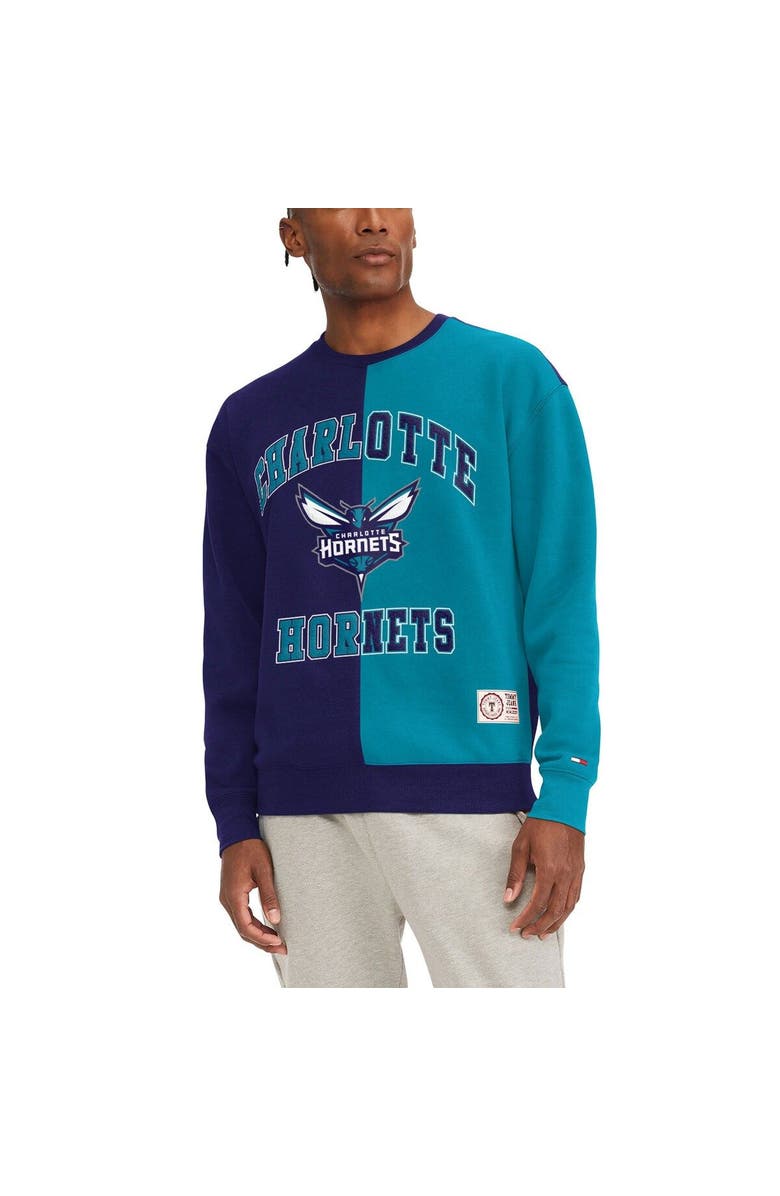TOMMY JEANS Men's Tommy Jeans Purple/Teal Charlotte Hornets Keith Split Pullover Sweatshirt, Main, color, Purple