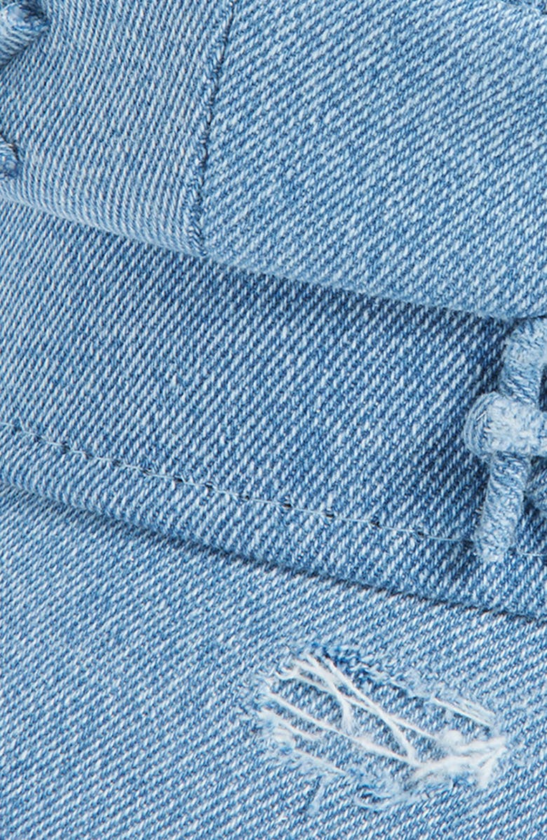 Ruslan Baginskiy Logo Embellished Distressed Denim Newsboy Cap, Alternate, color, Blue