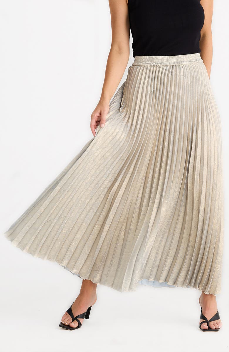 Brave+True Alias Pleated Maxi Skirt, Alternate, color, Champagne