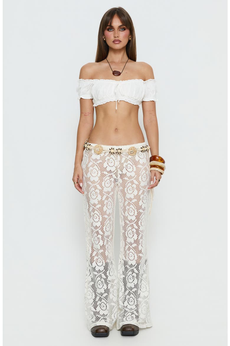 Rosadonna Lace Flared Pants, Alternate, color, CREAM