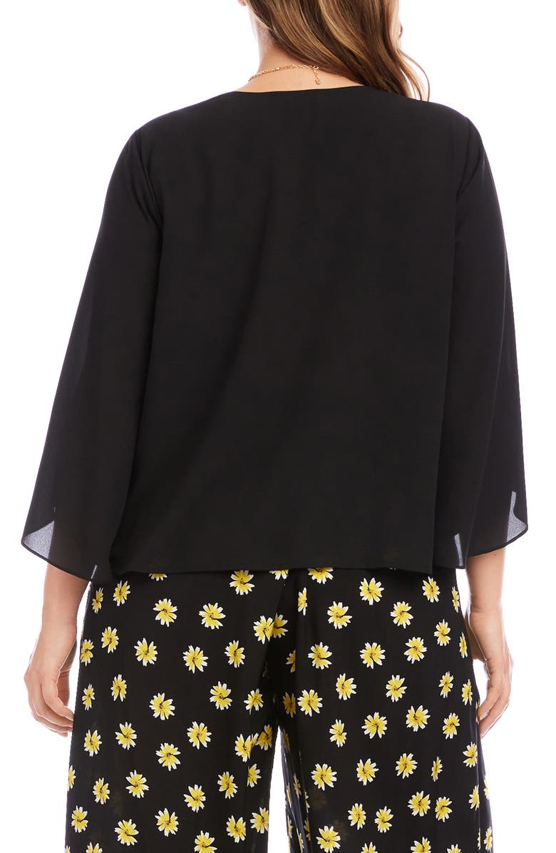 Karen Kane Drape Crossover Crepe Top, Alternate, color, Black