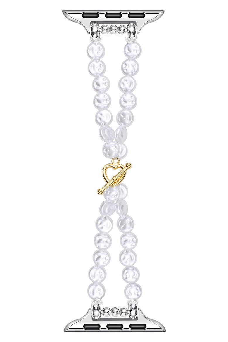 Eloise Imitation Pearl Apple Watch® Bracelet Watchband, Main, color, WHITE