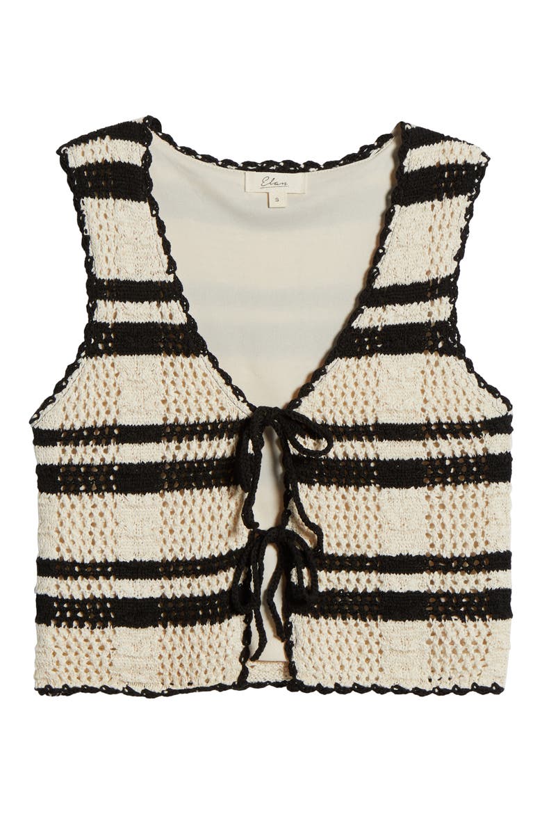 Tie Front Cover-Up Vest, Alternate, color, NATURAL BLACK STRIPE